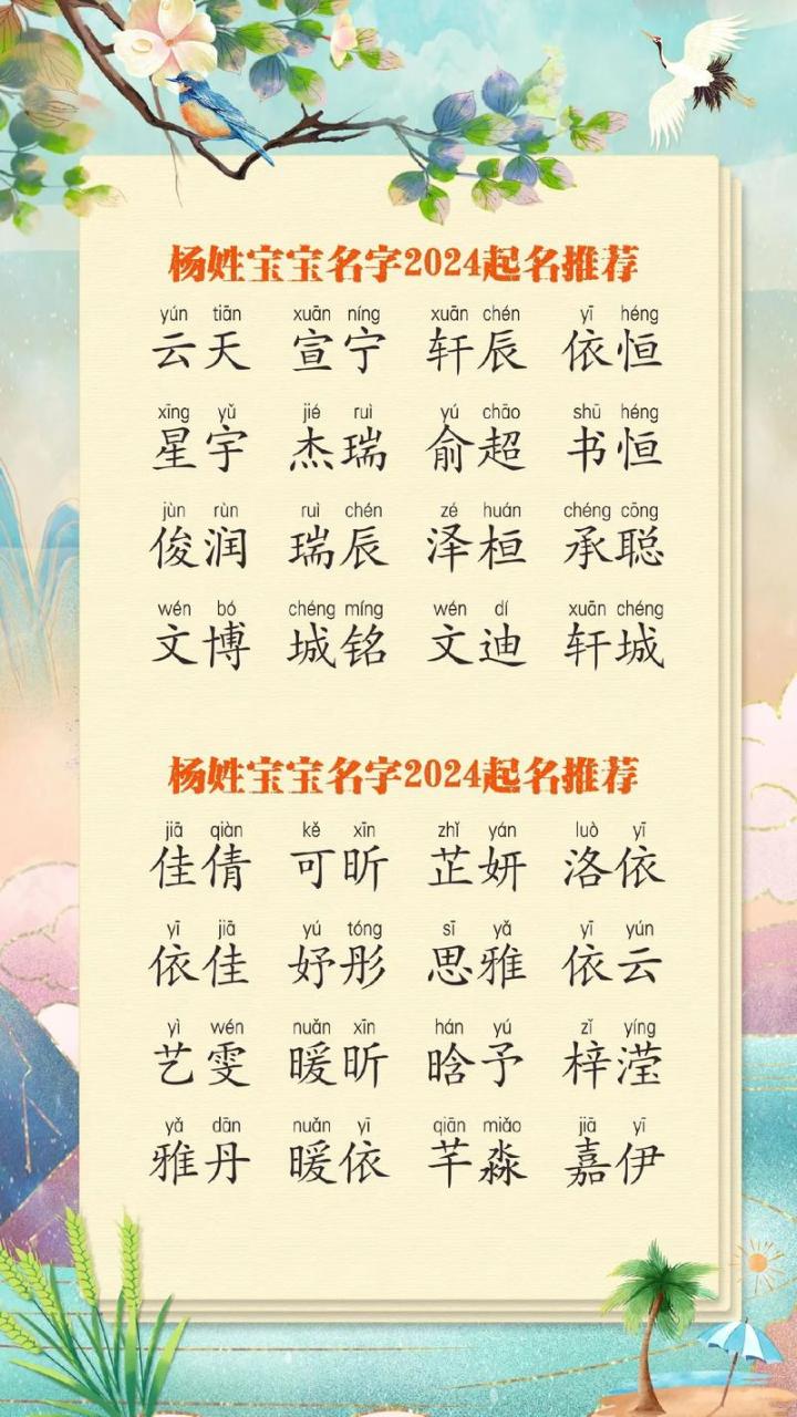 姓张带杨字取名兔年宝宝 姓杨带佳字男孩名字