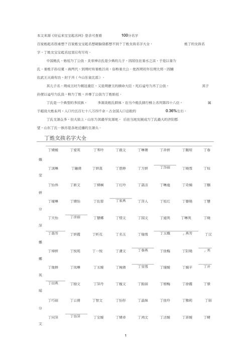 丁姓虎年起名字大全女宝宝 丁姓惊艳的男孩名字