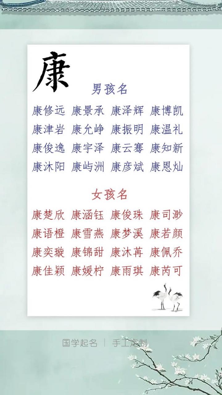 康姓女宝宝起名洋气两个字 康姓男孩起名两字