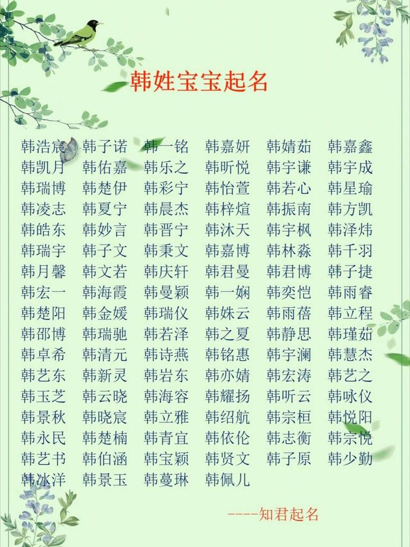 起名推荐韩姓宝宝名字 韩姓女孩名字洋气有涵养
