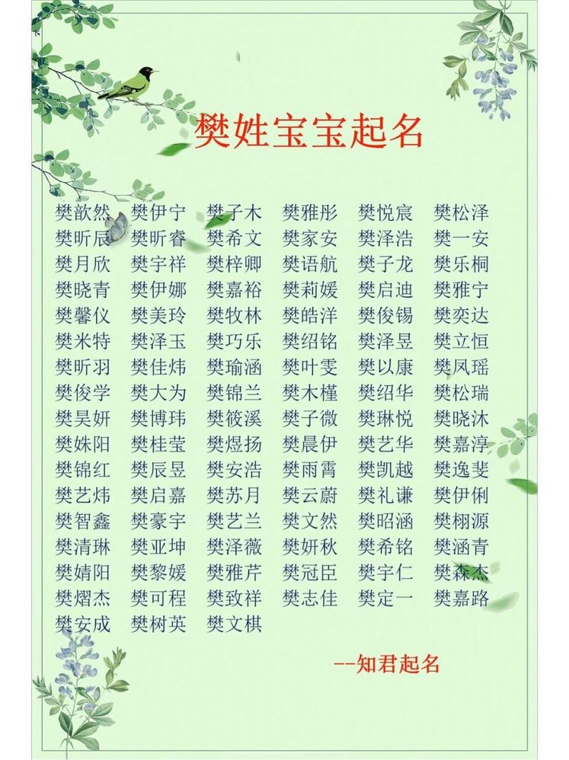 兔宝宝樊姓取名大全男孩 姓樊的女孩名字大全兔宝宝