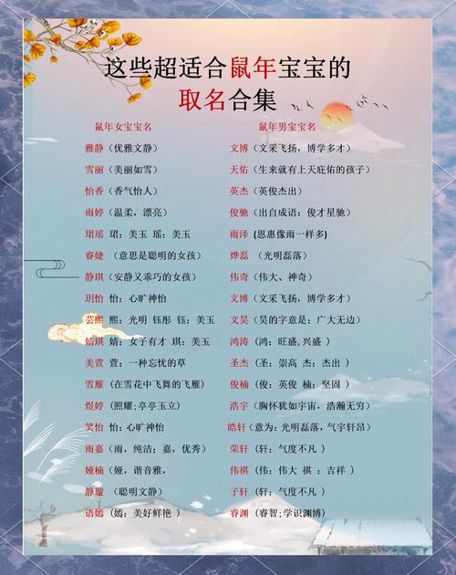 鼠男宝宝起名一个字大全 九画起名吉利字