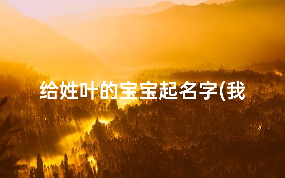 给姓叶的宝宝起名字(我儿姓叶,帮他取名,要好听,不要生辰八字,我讨厌迷信。,。)