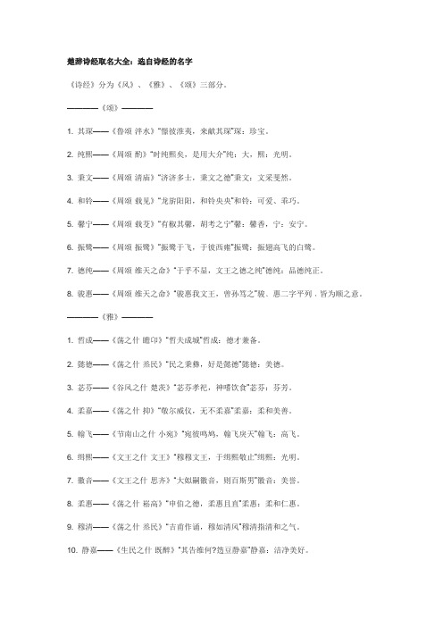 《诗经》《楚辞》取名大全