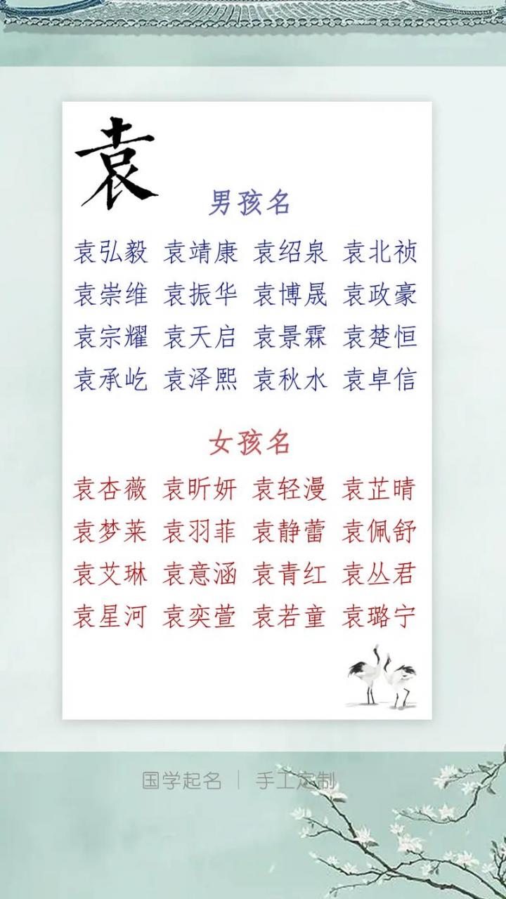 袁姓宝宝取名推荐大全 袁姓现状