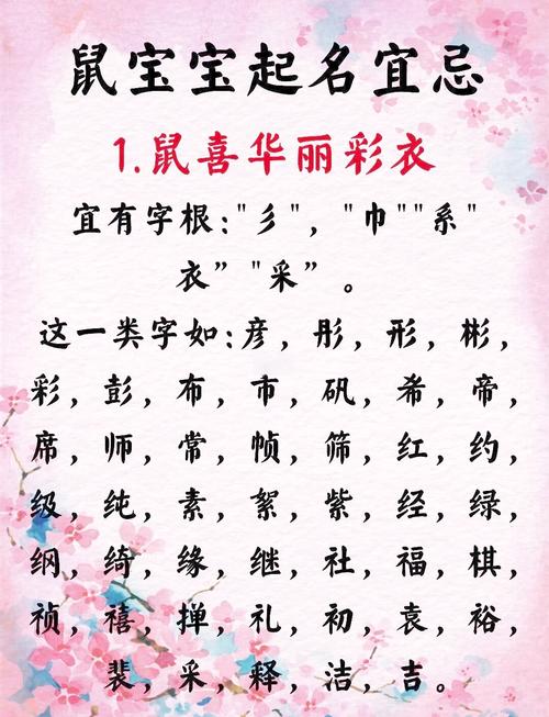 给鼠年的宝宝起名宜忌大全 鼠年出生的宝宝吉祥名字
