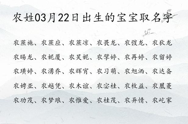 宝宝起名姓农 姓农男孩名字大全