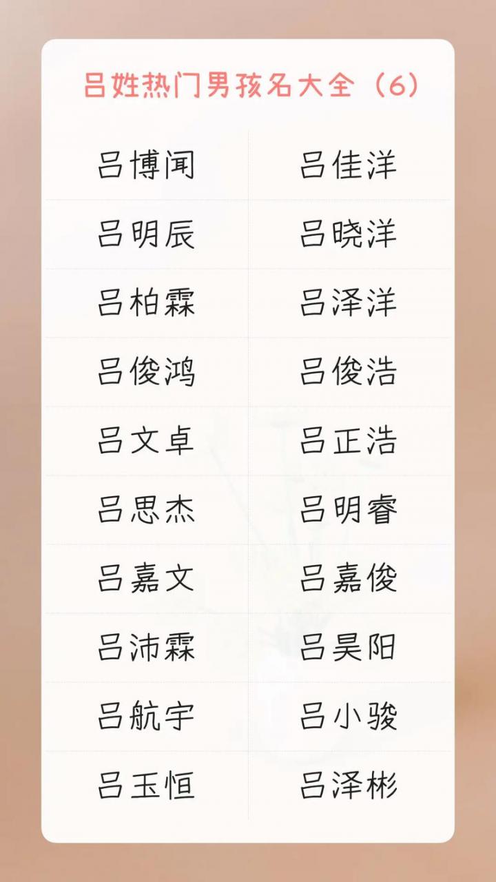 025吕姓宝宝起名大全