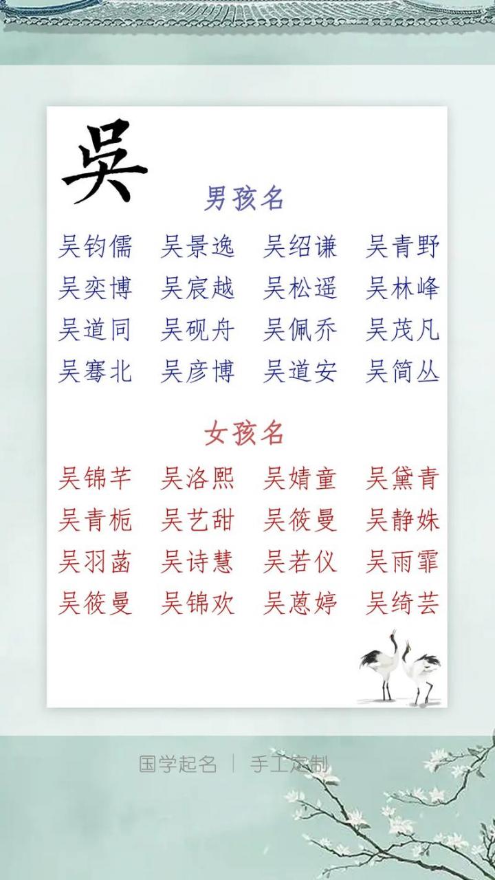 姓吴给女宝宝起名字大全 给姓吴的女宝宝取名字大全集