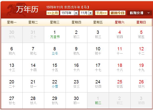 查字典 查询工具 万年历 万年历资讯 1978年农历阳历表  扩展阅读