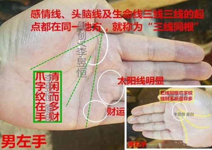 ?手相：爪字纹、一马平川、天纹朝指，十人九富！